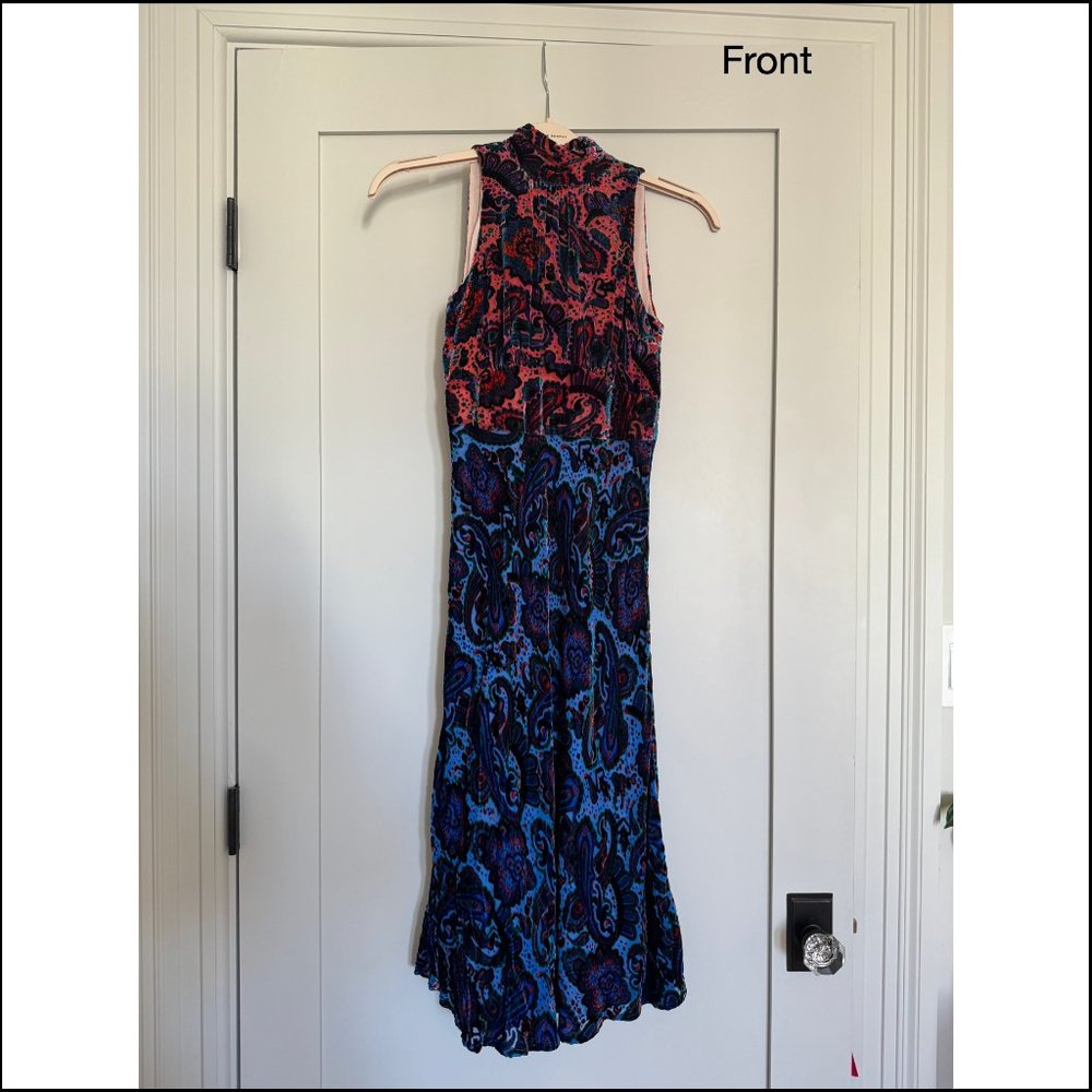 Anthropologie Moulinette Soeurs Rumie Art to Wear Boho Velvet Floral Midi Dress